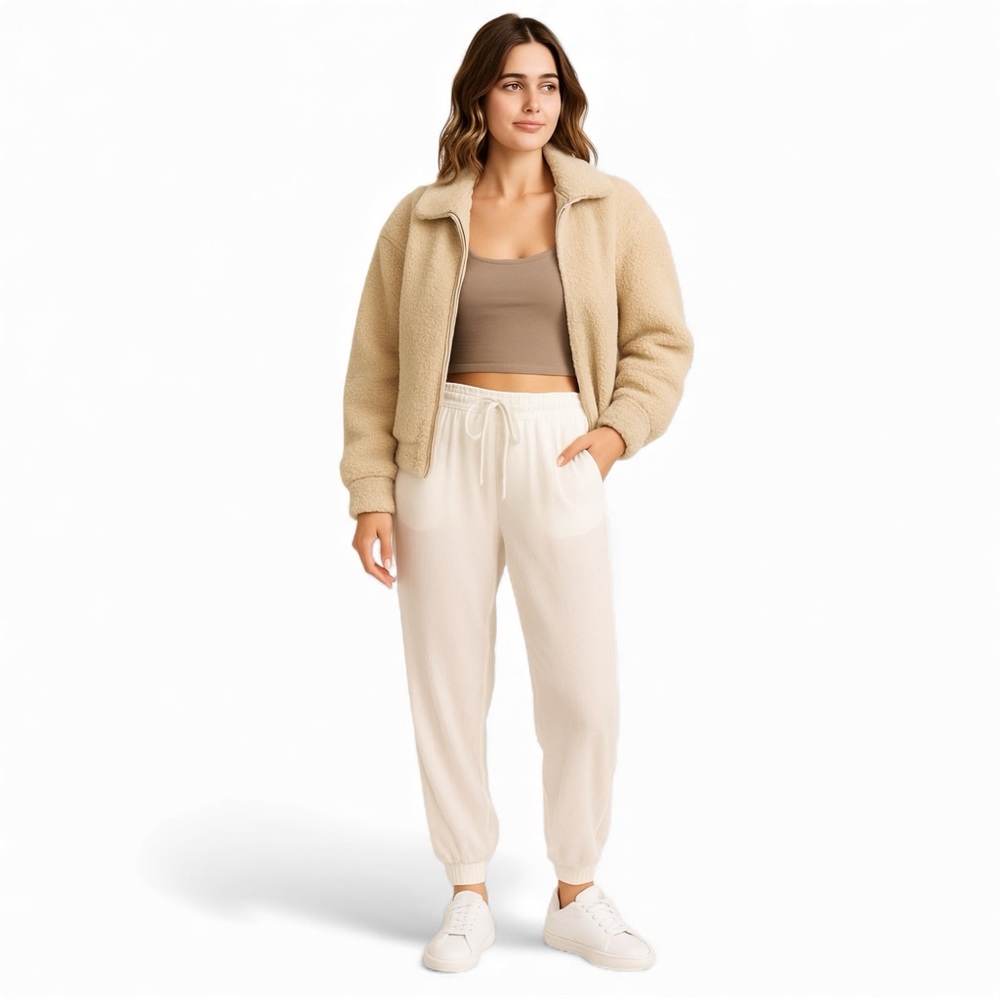 Aritzia Sunday Best Los Feliz White Drawstring Jogger Pants XS Lightweight Rayon